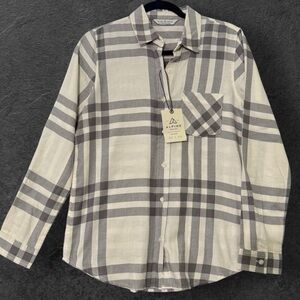 Alpine Design Women's Gray & Cream Plaid long Sleeve Shirt Women's Sz Small NWT